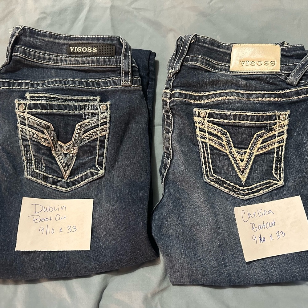 Vigoss Blue Bootcut Jeans with Decorative Stitching